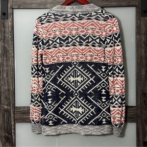 Hippie Rose Aztec Southwestern Long Line Open Front Cardigan Women's Medium